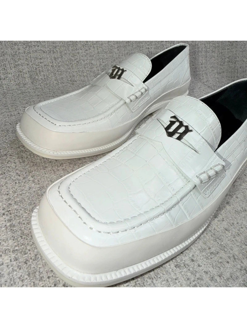 misbhv The Brutalist White Crocodile Leather Platform Loafers Shoes SZ 40 Men 7